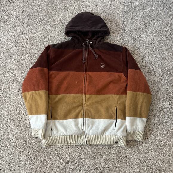 VTG ES Skateboard Jacket Sherpa Lined Striped Sweatshirt Heavyweight Skater XL - Picture 1 of 5